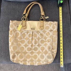 Coach Beige Signature Tote Bag